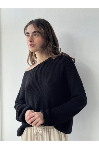 Retrobird Basic Mercerized Spring Boat Neck Knitwear Top Women's Black