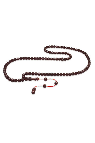 Tesbihane سبحة صلاة من حجر العنبر الناري - مع نظام - لون أحمر داكن - قطع خاص