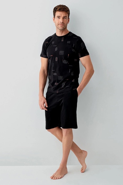 YUYİ Roly Poly 100% Cotton Circular Neck Half Sleeve Men's Shorts Pajama Set ...