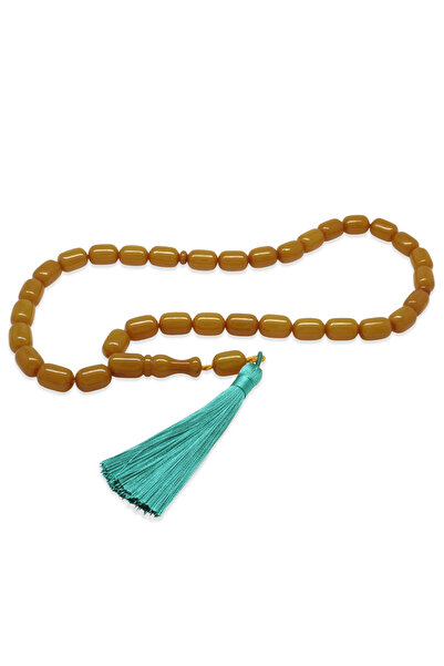 Tesbihane Stick Crimped Amber Prayer Beads - Ottoman Palace Tassels - Maxi Si...