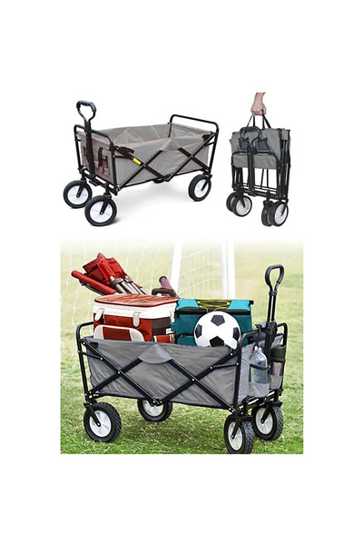 Altınkayaticaret عربة تخييم كبيرة الحجم قابلة للطي بأربع عجلات باللون الرمادي...