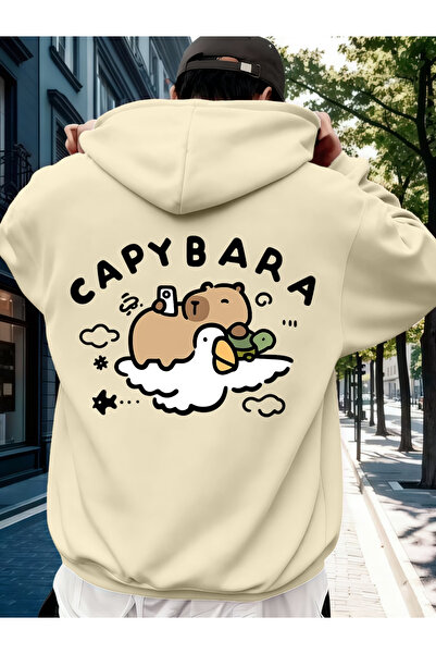 ELAN WEAR Back Printed Hooded Oversized Black Sweatshirt with Kangaroo Pocket