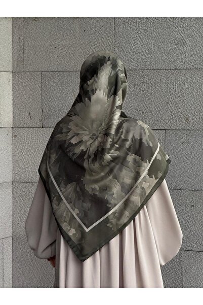 Qalortex Scarf Pamuklu Soft Luna Desen Eşarp-Zeytin Yeşili