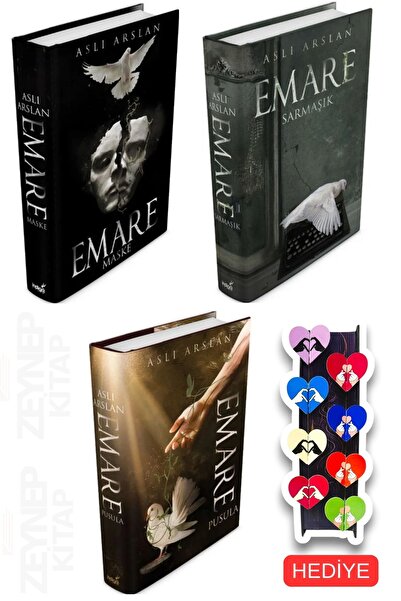 İndigo Kitap Emare(Maske/Sarmaşık/Pusula)-(CİLTLİ)-8'li Özel Tasarım Kalp Ayr...