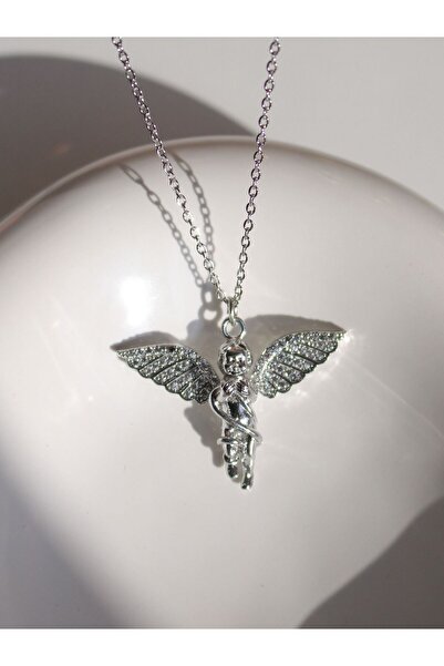 Reorah Collection Zircon Stone Angel Necklace - Silver Color