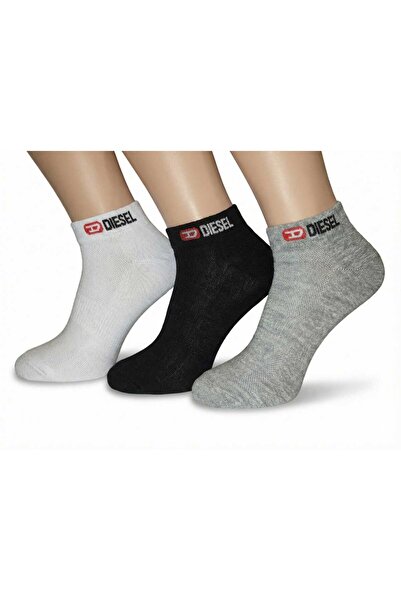 Diesel Unisex ankle socks with logo, 6 pairs, White, Grey, Black, One Size