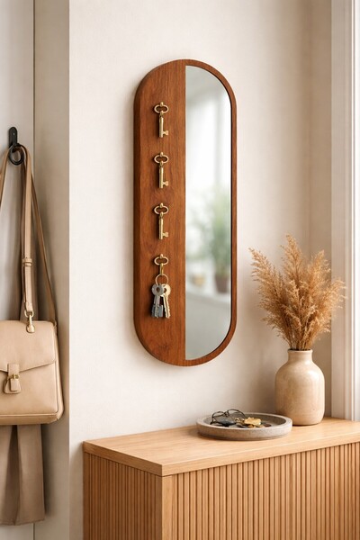 Phellos Ahşap Antre Anahtarlık & Ayna