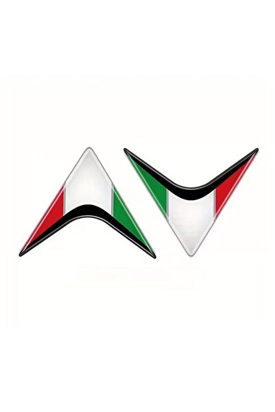 Redline Grafik İtalya Bayrağı Üçgen Formda 3D Kabartmalı 2 Adet Sticker Dekor...