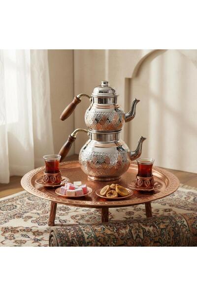 Yardımcı Bakır Since 1997 Bakır İşlemeli Klasik Çaydanlık