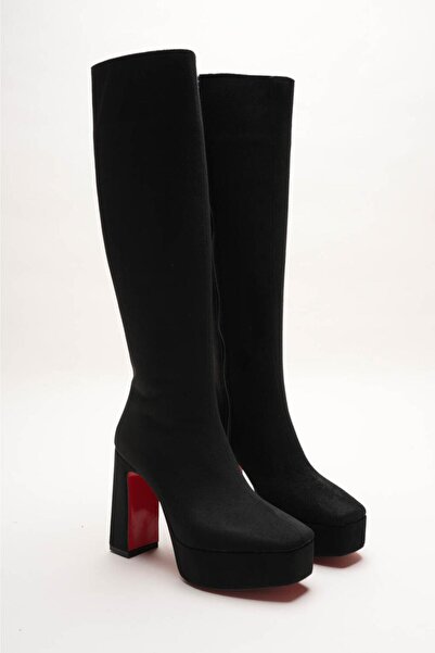 Ayakkabı Ateşi White Skin Platform Design Women's Boots Mid-Heeled Shoes Paman