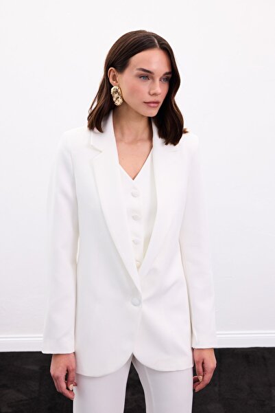 Sateen Класичний піджак на ґудзиках - Екрю