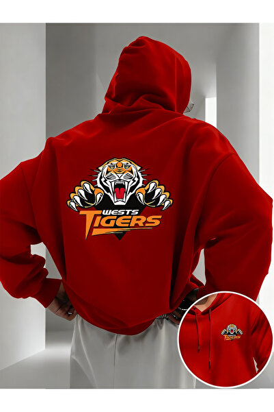 ELAN WEAR Special Back Printed Hooded Oversized Navy Blue Sweatshirt with Kan...