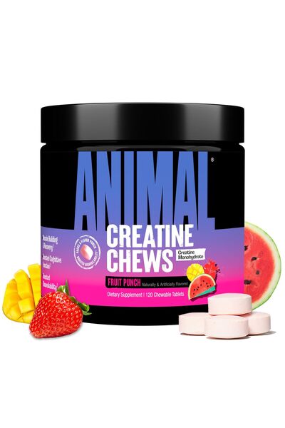 Animal أقراص مضغ كرياتين بيرفورمانس بنكهة الفواكه، 120 قرصًا للمضغ
