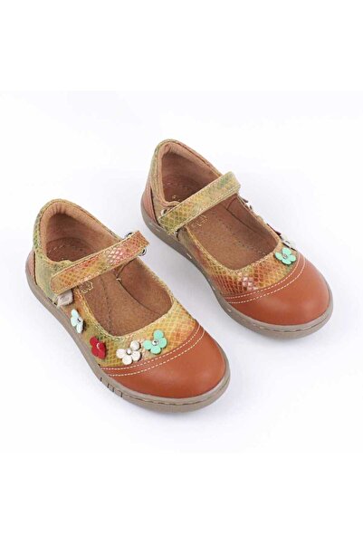 tino Pantofi usori , de copii , din piele naturala, cu flori 1793-BEJ/MULTICOLOR