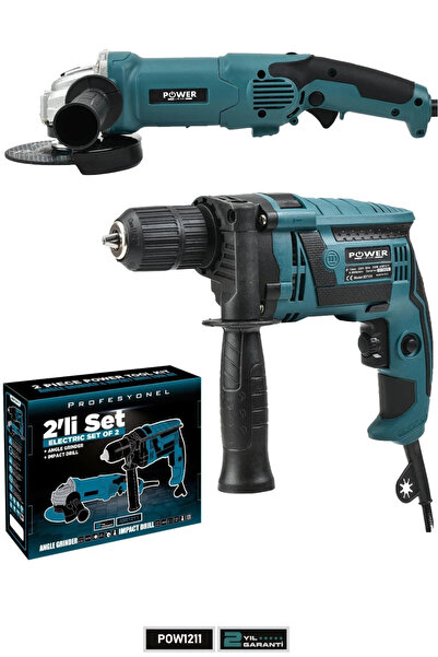POWER BLACK Profesyonel Elektrikli 2'li Set Taşlama,Matkap