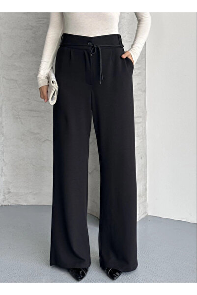 Cool & Sexy Modal Fabric Waist Detail Pants Black