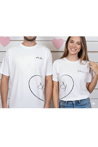 Tasarım Sevgililer Gününe özel çiftler için tişört seti