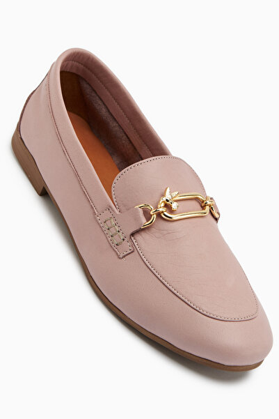 Limoya Mocasini Alessa din piele naturală cu cataramă trandafir, pantofi casu...