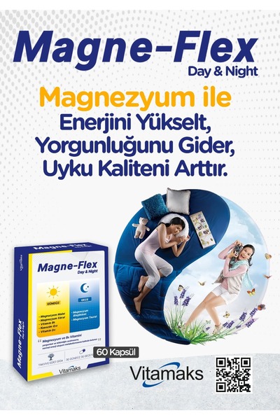 vitamaks Magne-Flex Day&Night Magnezyum 30 Gündüz 30 Gece 60 Kapsül