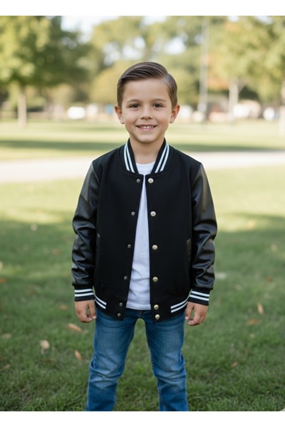 Benini Faux Leather Sleeves College Jacket