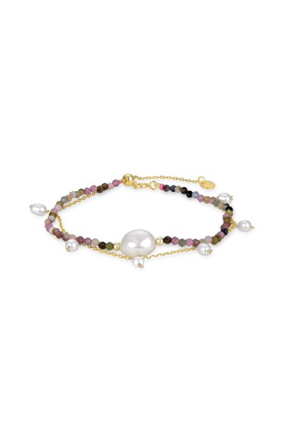 Luxenter Ysna Silver Bracelet with Pearls and Tourmaline
