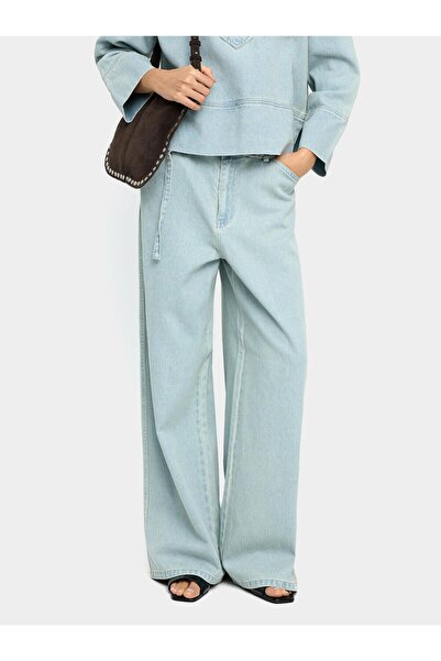 PARFOIS Kemerli Düz Denim Pantolon