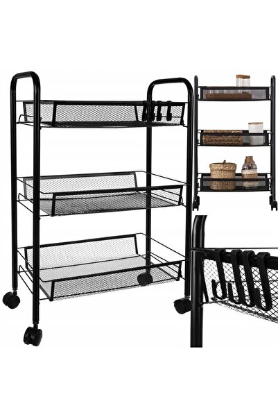 Selgot Raft metalic multifuncțional, mobil, 3 rafturi, 65 x 25 x 44 cm