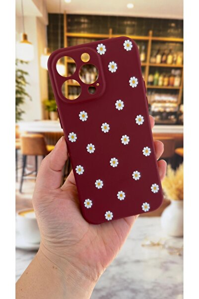 Vip Case iPhone 13 Pro Max Compatible White Daisy Patterned Silicone Shock-Ab...