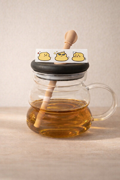 Kitchen Way 750ml Borosilicate Cute Glass Flask with Sticker and Straw Lid Kw...