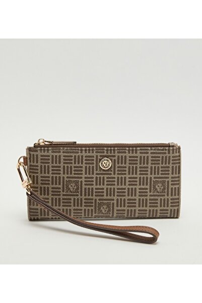 Anne Klein محفظة ثنائية الطي بسحاب بنقوش