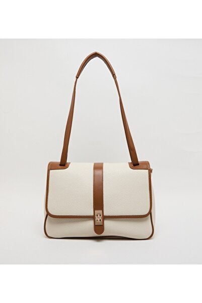 Anne Klein حقيبة يد علوية من البولي يوريثان بتفاصيل متباينة