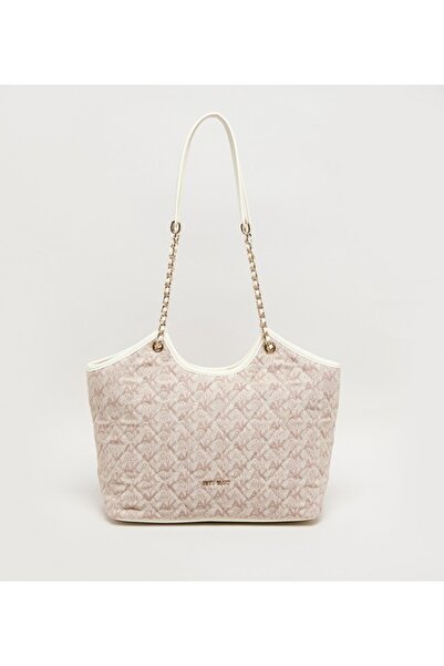 Anne Klein حقيبة كتف من الجلد الصناعي بنقشة المونوغرام