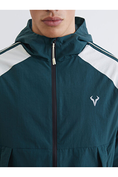 LC Waikiki Ανδρικό παλτό MG TRENDEN Green Comfortable Fit με κουκούλα