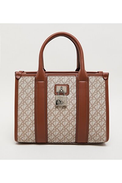 Anne Klein حقيبة تسوق من الجلد الصناعي بنقشة الأحرف الأولى