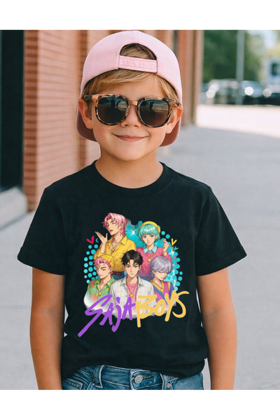 lovver Saja Boys Kpop Designed Premium Print Cotton Black and White Children'...