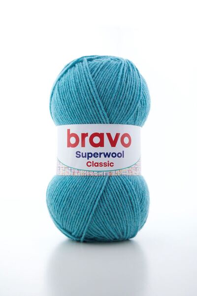 Bravo Superwool Classic 018 Turquoise Knitting Yarn Wool Acrylic 100 Gr 260 m
