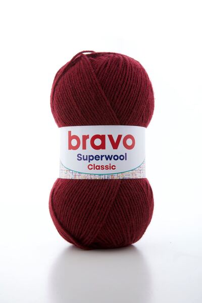 Bravo Superwool Classic 017 Burgundy Knitting Yarn Wool Acrylic 100 Gr 260 m