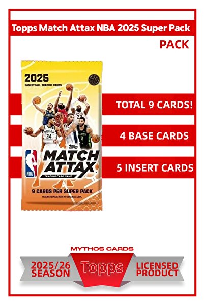 Mythos Cards حزمة TOPPS MATCH ATTAX NBA 2025 الفائقة - باكت