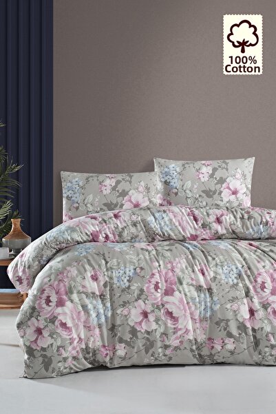 CAQQA 100% Cotton Davida Gray Double Duvet Cover Set
