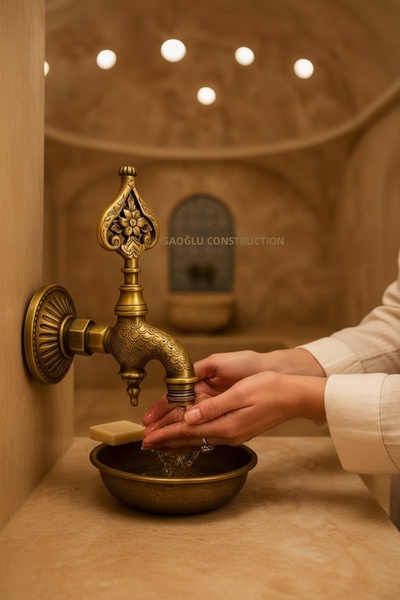 İSAOĞLU YAPI Turkish Bath Faucet Antique Special Design Kurna Faucet Embroide...