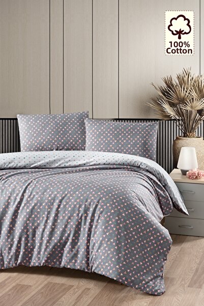CAQQA 100% Cotton Eldon Gray Double Duvet Cover Set