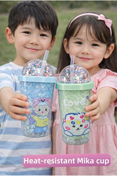 Muba Consept زجاجة مياه ملونة مضيئة مع شفاطة من الميكا، الألوان حسب المخزون