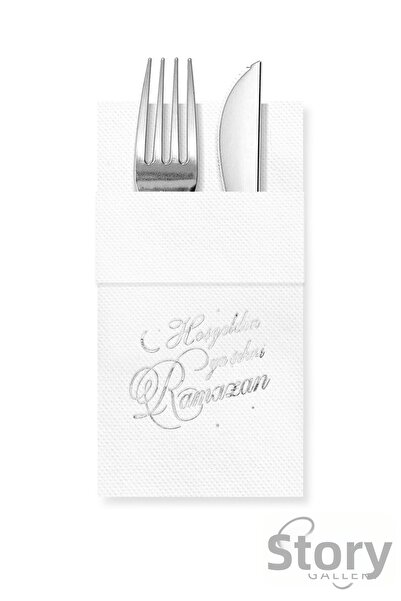 Story مناديل ورقية بيضاء اللون مقاس 40×40 سم مع 16 جيبًا عليها عبارة 'مرحبًا ...