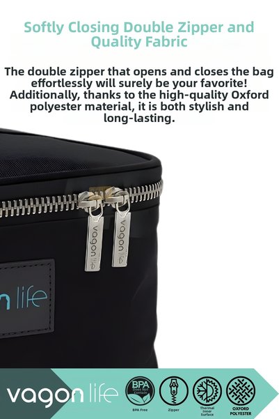 Vagonlife Thermal Insulated 24.5X17.5X10.5Cm Sized and Oxford Fabric Thermos Lunch Bag-Lunchbox Bag