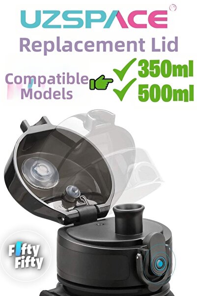 Uzspace غطاء بديل متوافق بسعة 350-500 مل - متوافق فقط مع Uzspace - لون أسود و...
