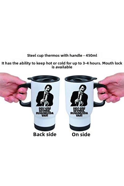 DKDZ SHOP Steel Cup Thermos with Handle - 450ml - Müslüm Baba