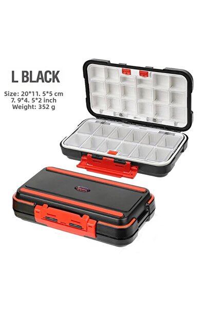 YIRUMEI صندوق أدوات صيد مقاوم للماء باللون الأسود، صندوق تخزين أدوات الصيد، خ...