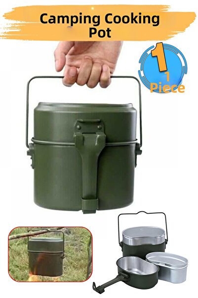 Badem10 مجموعة أواني طهي من الألومنيوم للتخييم في الهواء الطلق، مجموعة أواني ...