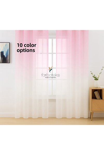 farbateks Culoare roz, culoare gradient, perdea din tul plisat cu 3 straturi