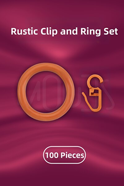 Moud's Inel și clemă pentru perdea rustică, culoare stejar, 100 buc.